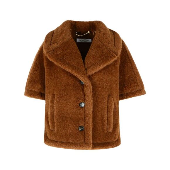 MAX MARA Jackets & Blazers - Max Mara Boxy Cape In 'Teddy' Of Alpaca And Brown Cachemire Women